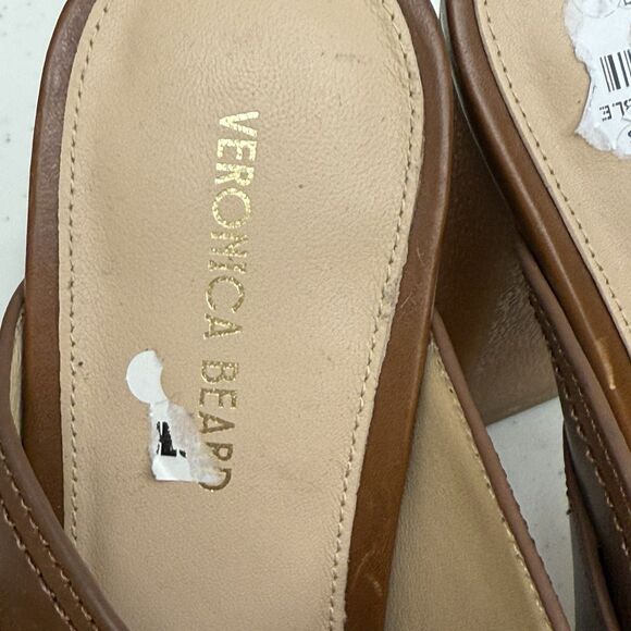 New Veronica Beard Heels Size 7 Garrick Platform Hazelwood Leather Sandals - Picture 4 of 8
